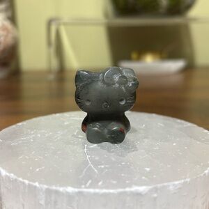 African bloodstone hello kitty carving
